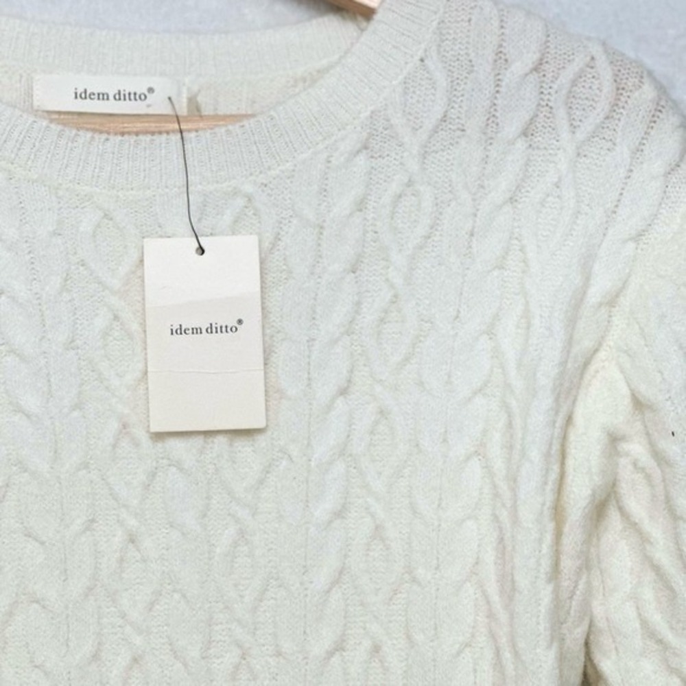 New IDEM DITTO‎ cozy soft cable knit cream sweater mini dress medium fall winter - Picture 3 of 10